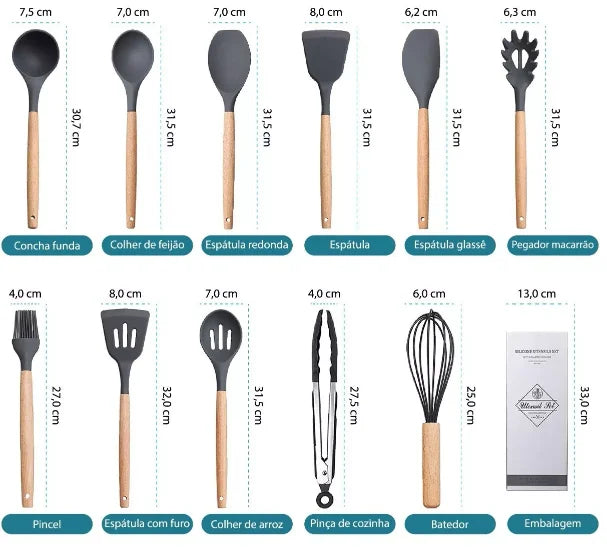 Kit 12 Utensilios de Cozinha