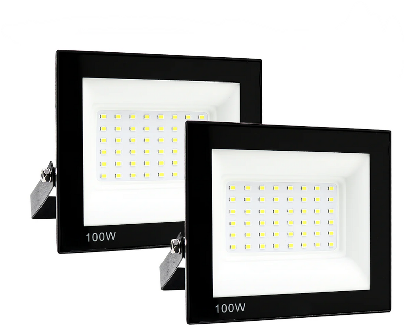 Kit 2 Led Reflector 100W Spotlight Bivolt Water Proof Ip66 Color Cold White Lighta Prova D'Água
