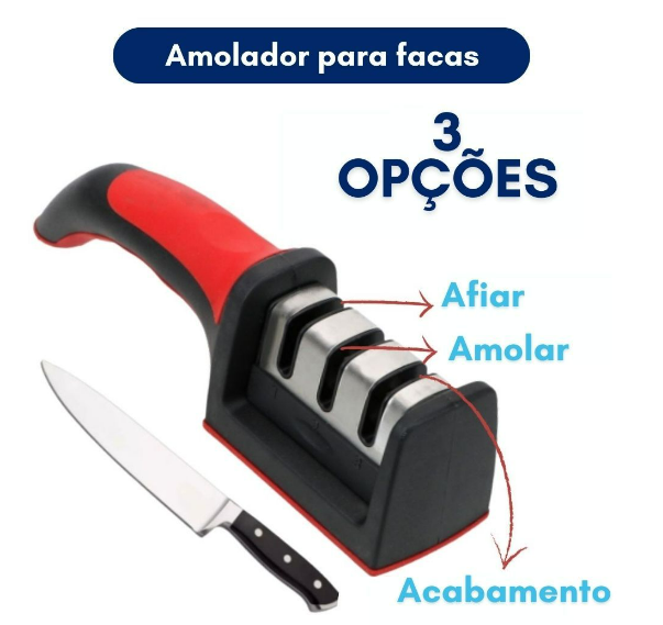 Afiador de faca Amolador Polidor Profissional 3 Níveis
