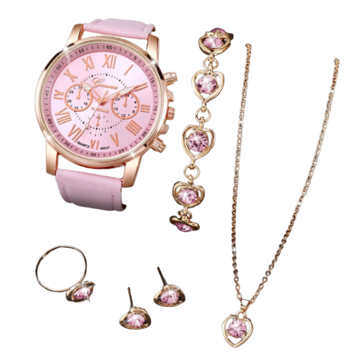 Relógio Strass Feminino - Coração + Conjunto de Jóias