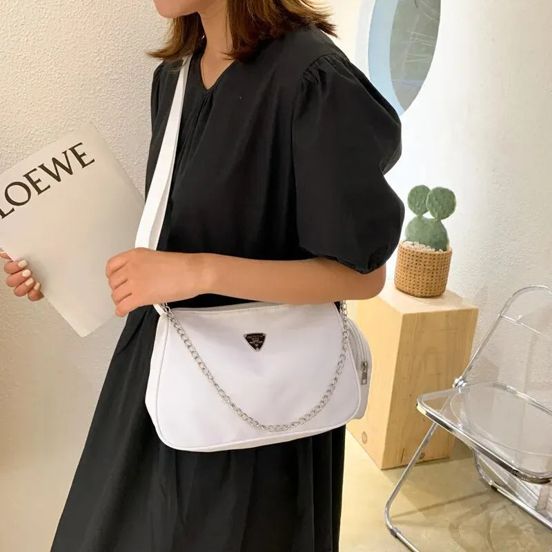 Bolsa de Nylon Crossbody para Mulheres, Fasion e Portátil