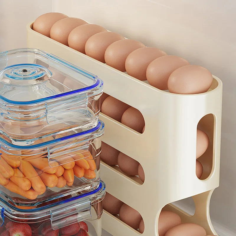 Organizador de Ovos 4 Camadas com Rolagem Automática