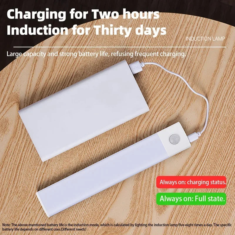 Luz Noturna LED Ultrafina com Sensor de Movimento: Iluminação Inteligente e Sem Fios USB para Qualquer Ambiente