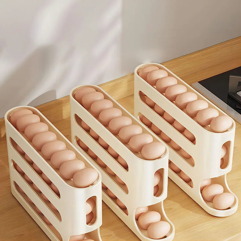 Organizador de Ovos 4 Camadas com Rolagem Automática