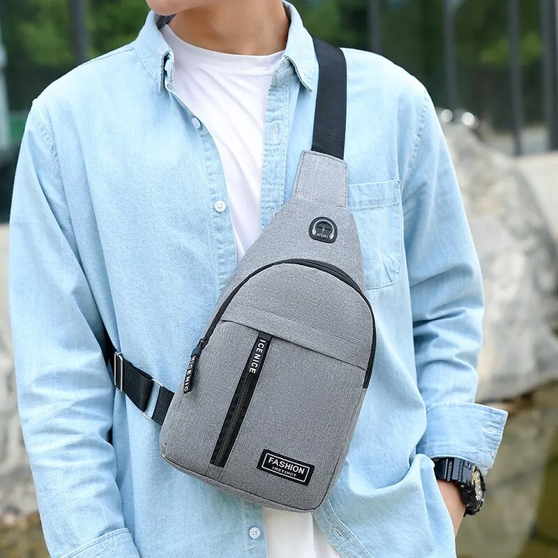 Bolsa de Peito Moda Nova Cor Sólida Masculina
