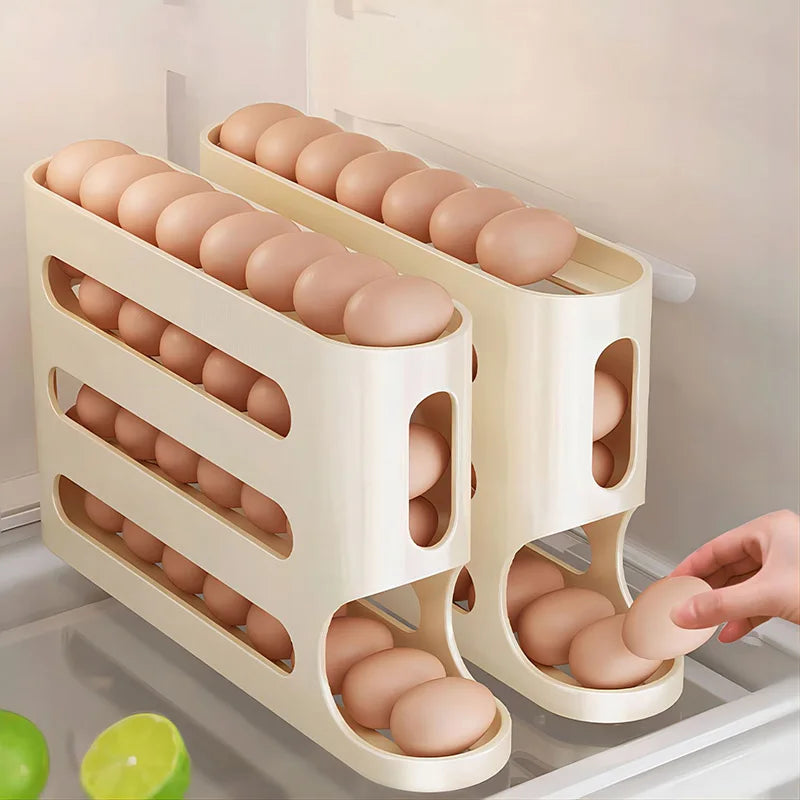 Organizador de Ovos 4 Camadas com Rolagem Automática