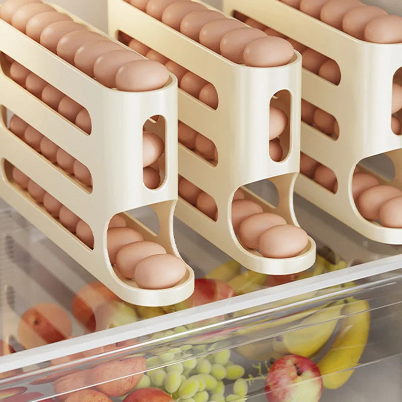 Organizador de Ovos 4 Camadas com Rolagem Automática