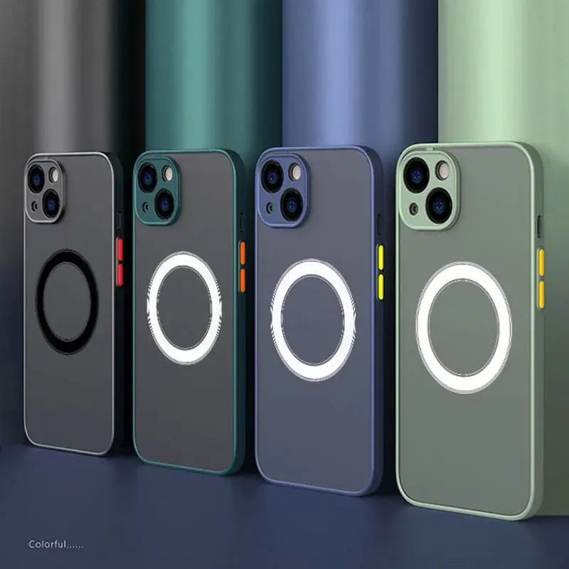 Capa Magnética Fosca para iPhone 15, 14, 13, 12, 11 Pro, Plus, Pro Max, XS, XR, X