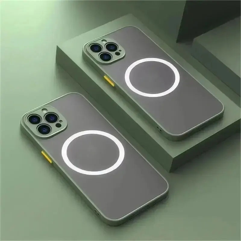 Capa Magnética Fosca para iPhone 15, 14, 13, 12, 11 Pro, Plus, Pro Max, XS, XR, X