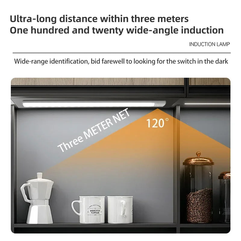 Luz Noturna LED Ultrafina com Sensor de Movimento: Iluminação Inteligente e Sem Fios USB para Qualquer Ambiente