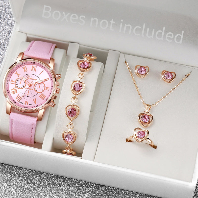 Relógio Strass Feminino - Coração + Conjunto de Jóias